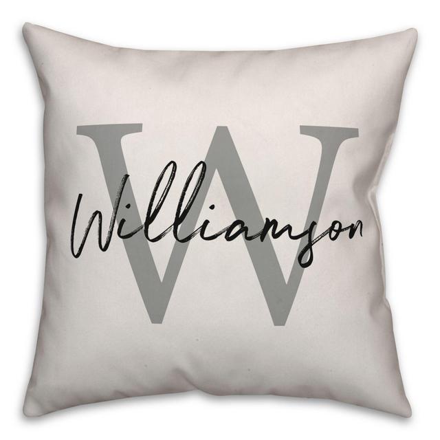 Designs Direct Monogram Script Square Throw Pillow in Grey