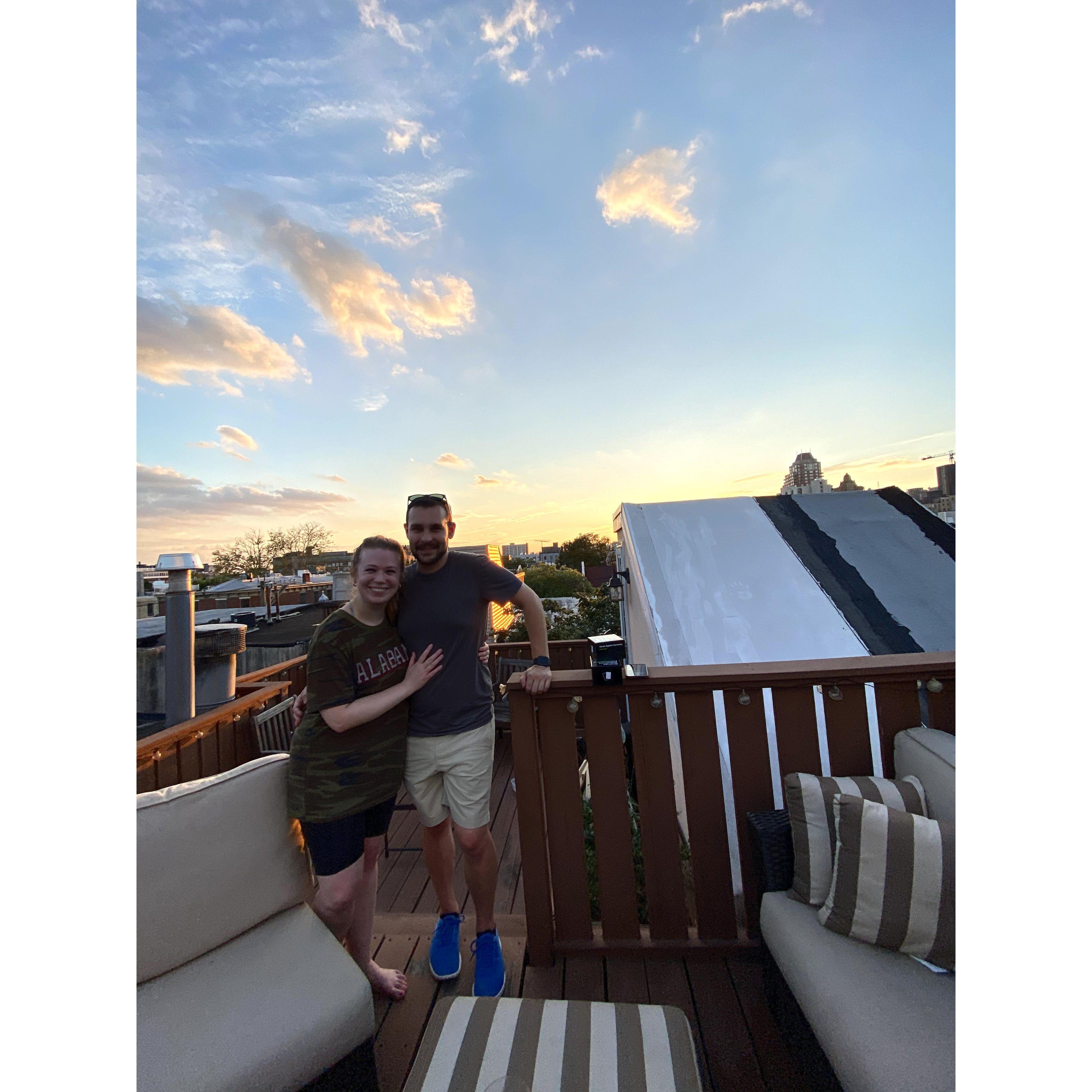 On our rooftop deck in Philadelphia!
