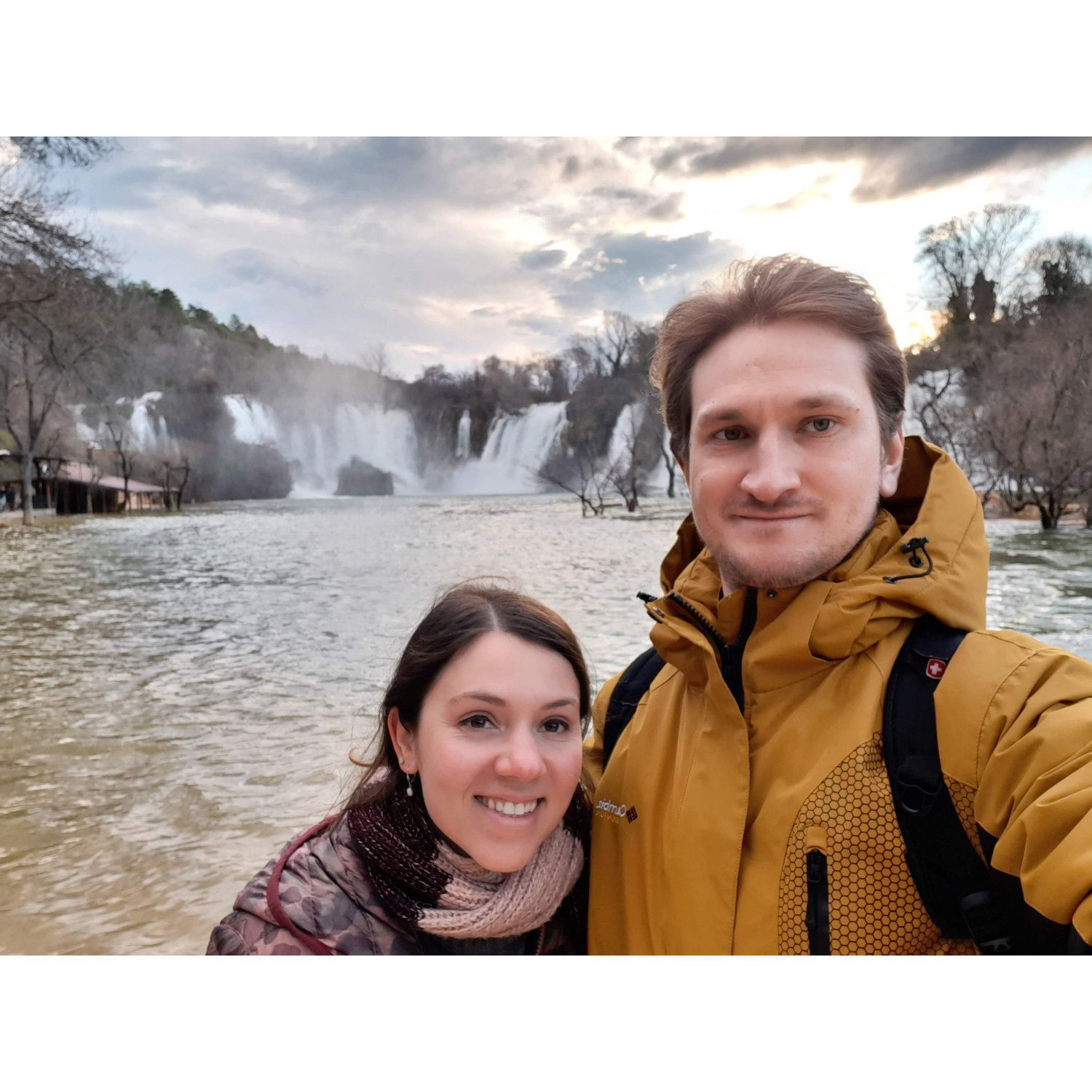 Blair and Nick at the Kravica Waterfalls in Bosnia