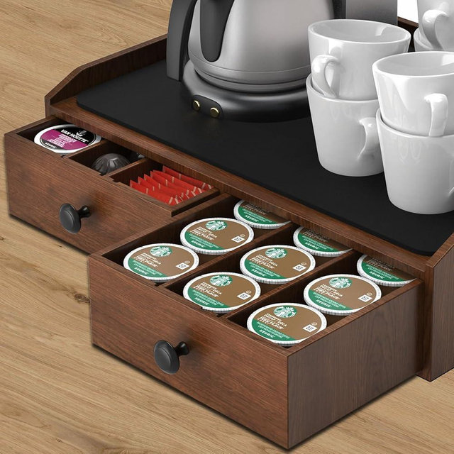 OCERAVE Wooden Coffee Pod Holder & Organizer - Coffee Station Organizer for Counter, Coffee Pods and Tea Organizer Holder Compatible with Keurig Pod & K-Cup | 30 Pod Capacity