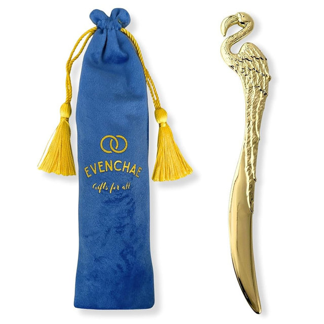 Premium Flamingo Letter Opener | Gold Electroplated Desk Accessory for Home or Office | Mail Opening Tool for Women & Men | Velvet Gift Bag