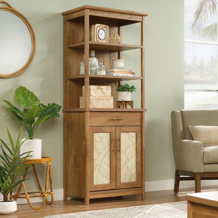 Sauder Coral Cape Engineered Wood Storage Cabinet in Glacier Oak