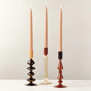 CB2 Kava Warm Toned Glass Taper Candle Holders Set of 3