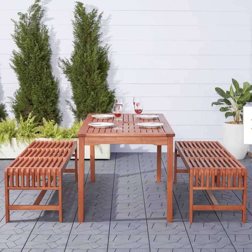 VIFAH  VIFAH Malibu 3-Piece Tan Patio Dining Set