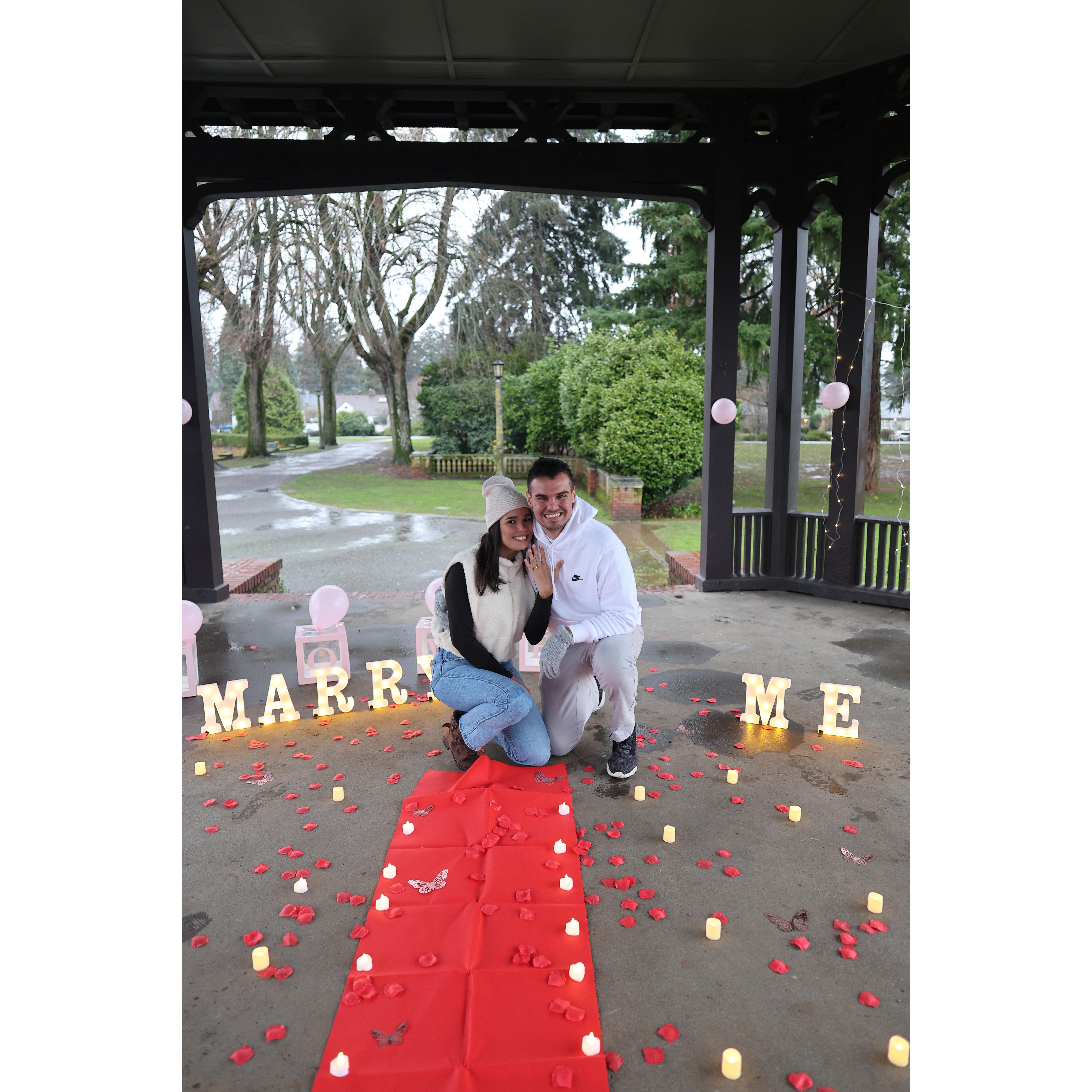 We got engaged in Portland, Oregon on Christmas day! It was very special