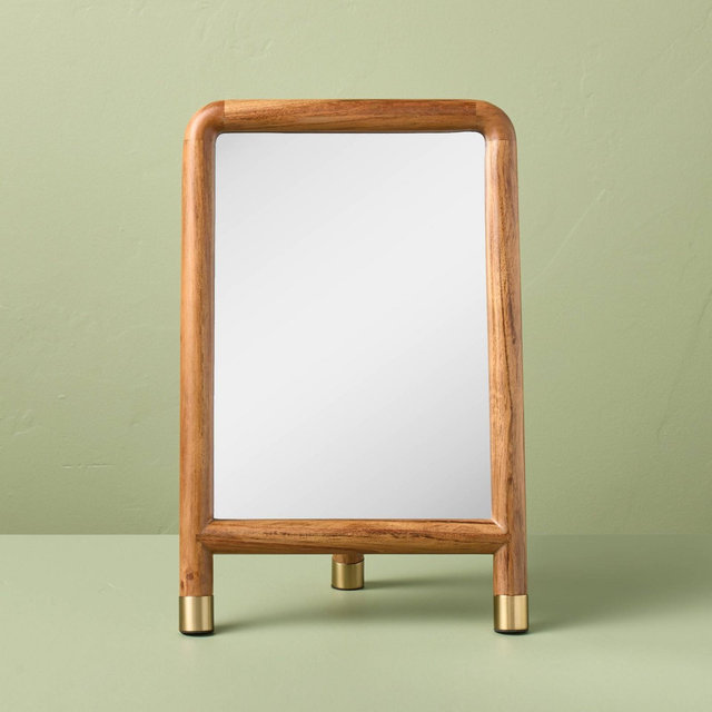 Wood Accent Mirror with Brass Feet - Hearth & Hand™ with Magnolia