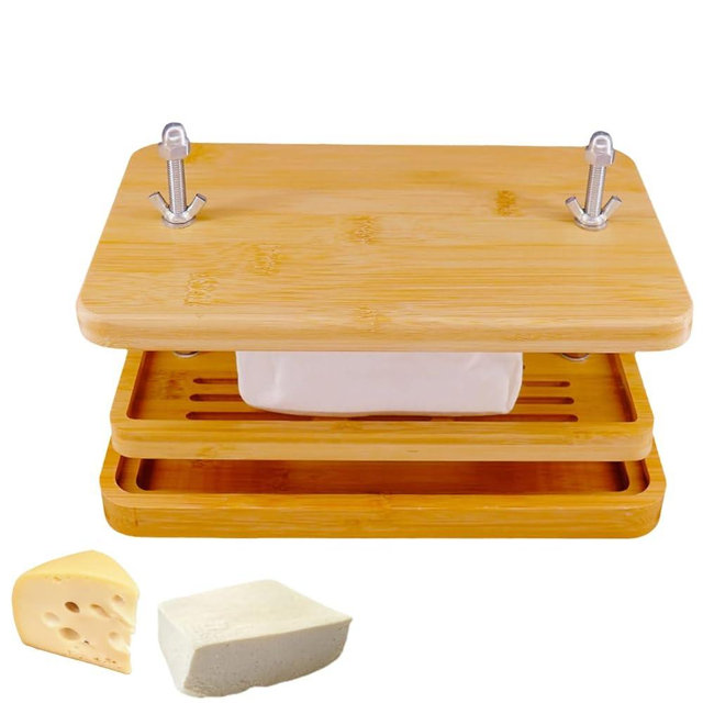 Tofu Press,Large Bamboo Tofu Press with Tofu Strainer,Drip Tray and Cheesecloth, BPA Free,Easy to Clean,Easily Remove Water from Silken/ Firm/Extra Firm Tofu,Great Gift for Tofu Lover