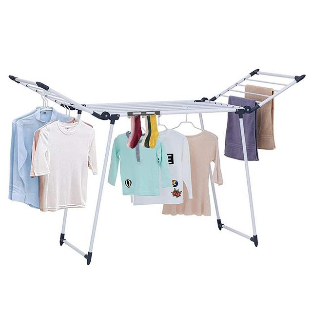 YUBELLES Clothes Drying Rack, Gullwing and Foldable Laundry Rack for Indoor or Outdoor Use, Dark Grey