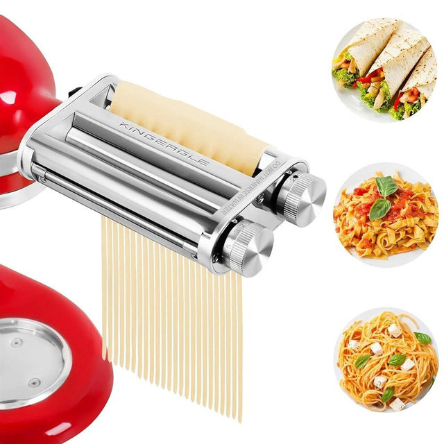 Pasta Maker Attachment for KitchenAid Mixers, Pasta Attachments 3 in 1 Set Included Dough Roller, Spaghetti and Fettuccine Cutters, Noodle Maker Accessory