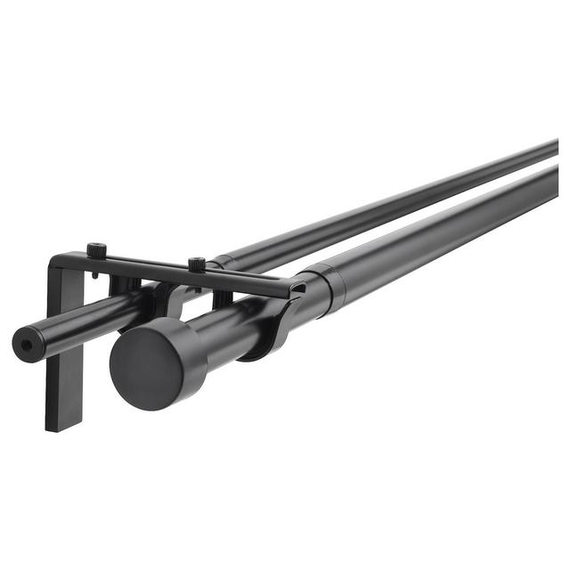 RÄCKA / HUGAD Double curtain rod combination, black, 82 5/8-151 5/8 "Show measurements specifications