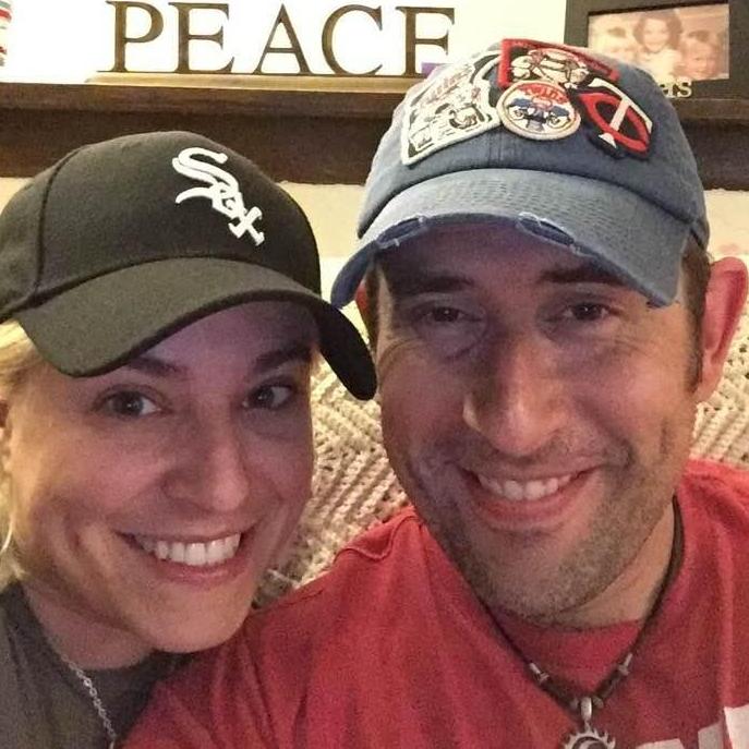 Chi-town girl...fell into his Minnesota world...and then they met up here in Madiso-on...friendly competition is so fun! She (not he) hopes Sox won.