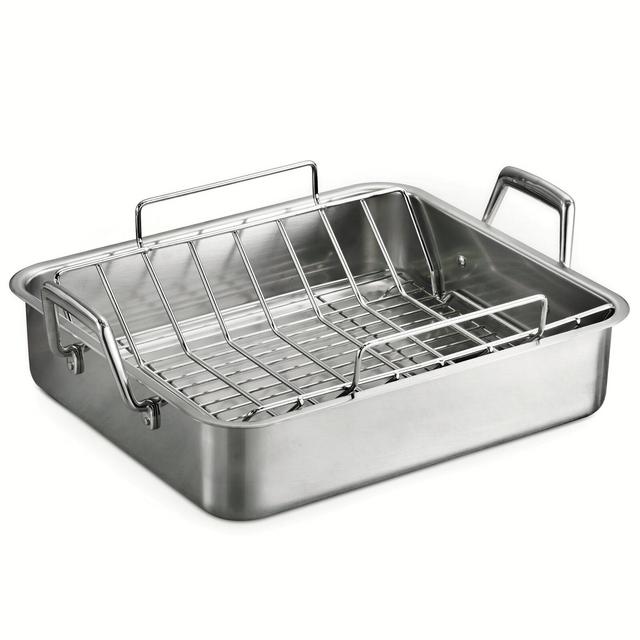 Tramontina Gourmet 18.88" Stainless Steel Prima Roasting Pan with Basting Grill and Rack