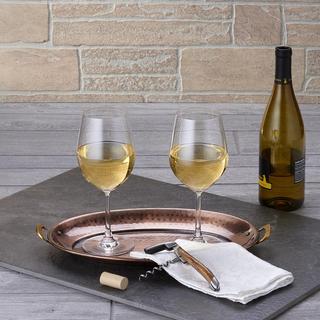 Antique Copper Oval Tray with Brass Handles