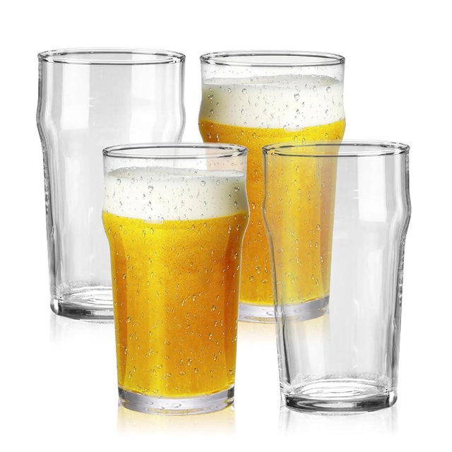 GATWOEST 20 oz Beer Glasses Set of 4- Easy to Stack & Lead-Free Classic British Pint Glasses Large Pub Craft Beer Glass for IPA, Pilsner,Clear Tall Glass Cups Great Beer Gifts for Men-Dishwasher Safe