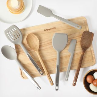 Prime 7-Piece Sillicone & Teak Wood Kitchen Tool Set