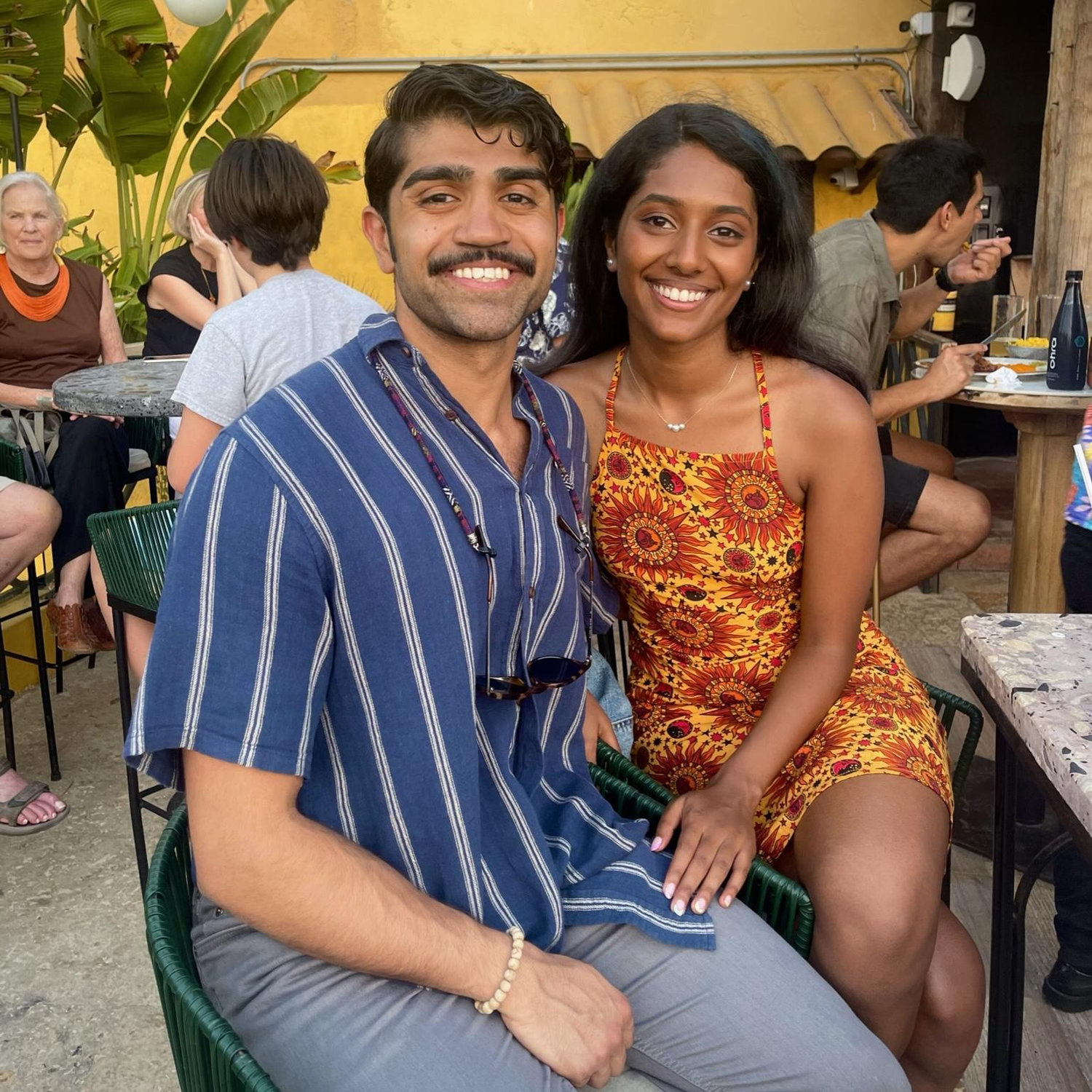 Our first date, overlooking the sunset on the ocean in Cartagena