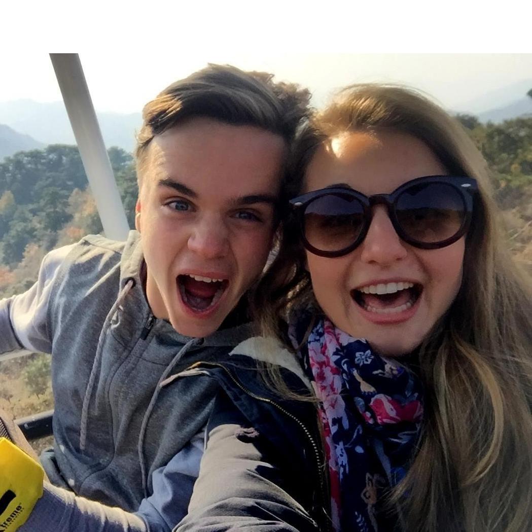 On the cable-car on the way up to the Great Wall of China on our mission trip in 2016.