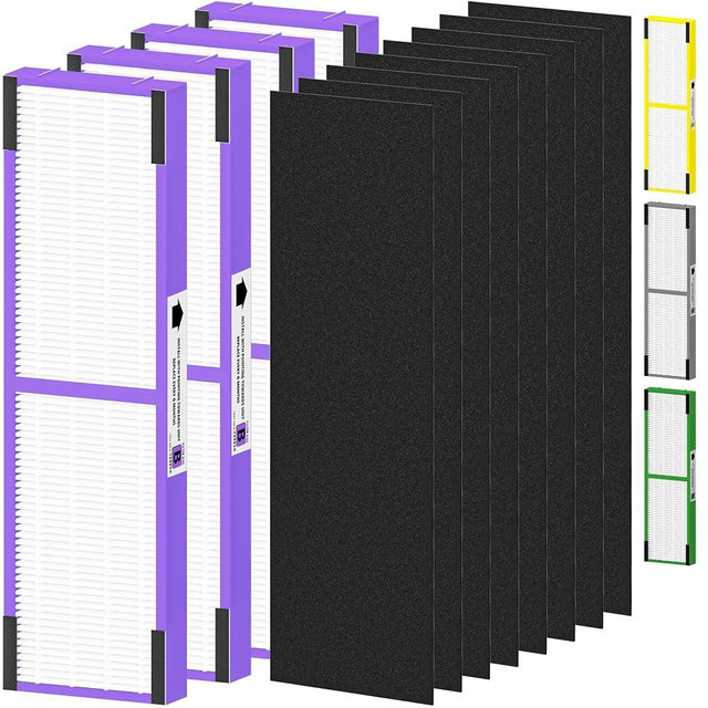4 Pack FLT4850PT Filter B Pet Replacement for G-Guardian AC4825 AC4825E AC4825W AC4300 AC4800 AC4850 AC4900 Air Purifier, 4 Filters with 8 Carbon Pre-Filter, Purple, For Home Office Livingroom Bedroom