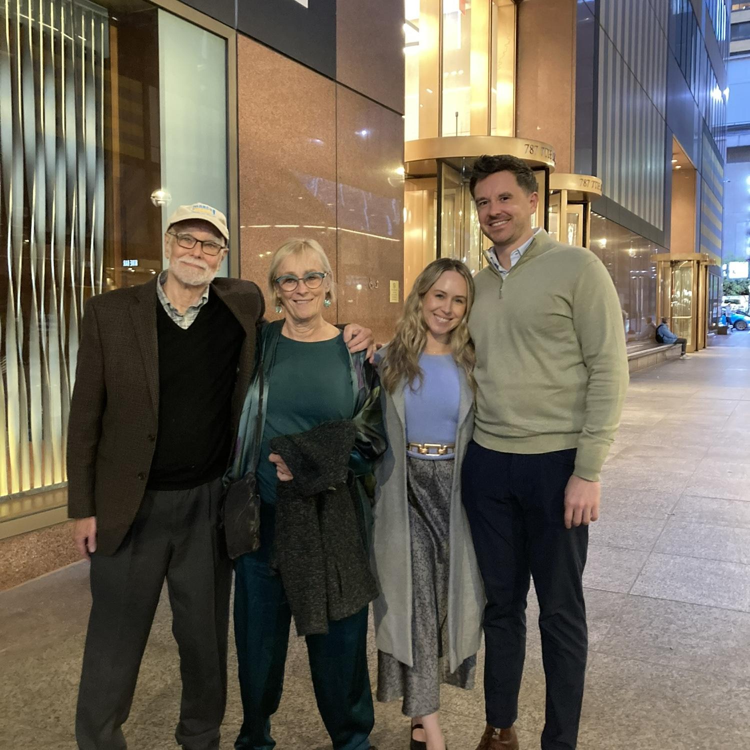 Mike's dad and girlfriend visiting to see a Broadway show