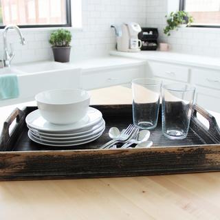 Black Wooden Tray, Set of 3