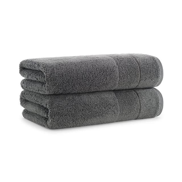 Aston & Arden Turkish Bath Towels - (Set of 2) Ringspun Cotton Thick and Soft Absorbent Luxury Hotel and Spa Bathroom Towel, Heavyweight 600 GSM, 30 x 60 in, Dark Grey