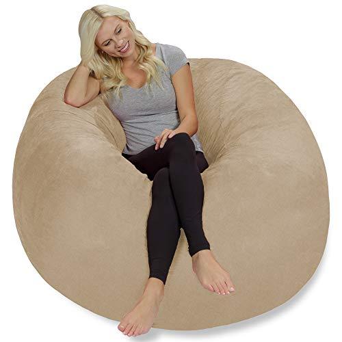 Chill Sack Bean Bag Chair: Giant 5' Memory Foam Furniture Bean Bag - Big Sofa with Soft Faux Linen Cover