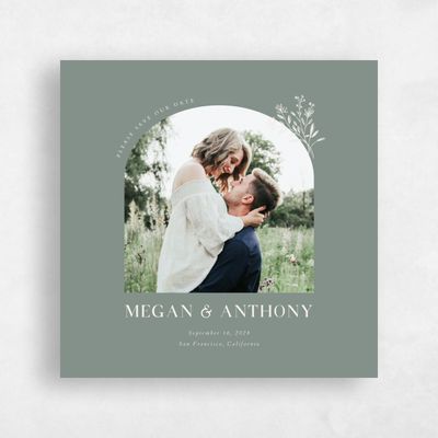 Deep Sage, Green Wedding Save the Date - Bellisi Square