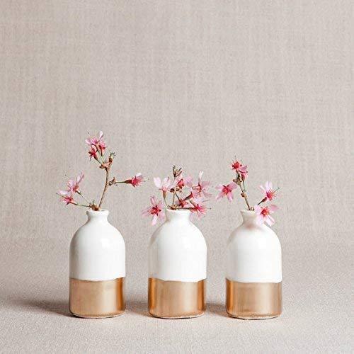 White and Gold Porcelain Bud Vases Set of Three
