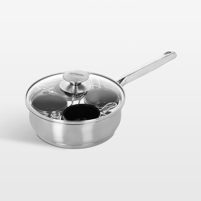 Demeyere Resto 4-Cup Stainless Steel Ceramic Non-stick Egg Poacher Set
