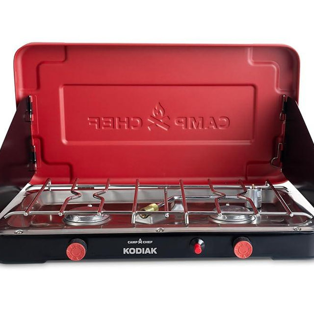 Camp Chef Mountain Series Kodiak - High Outpt Two-Burner Camp Stove - Lid Doubles as Windscreen - Portable Cooking Stove - For Outdoor Cooking - 20,000 BTU’s