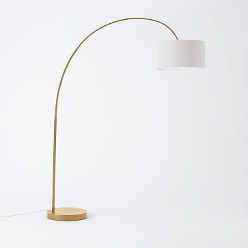 Cfl Overarching Floor Lamp, Antique Brass, White