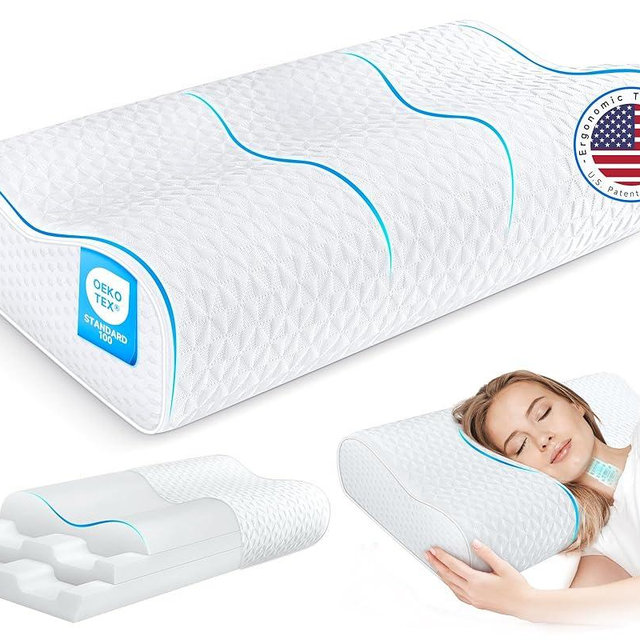 zibroges Cervical Neck Pillow King Size - Sandwich Dynamic Memory Foam Pillow for Sleeping, Adjustable Contour Ergonomic Orthopedic Cooling Pillows for Side, Back & Stomach Sleepers Soft, White
