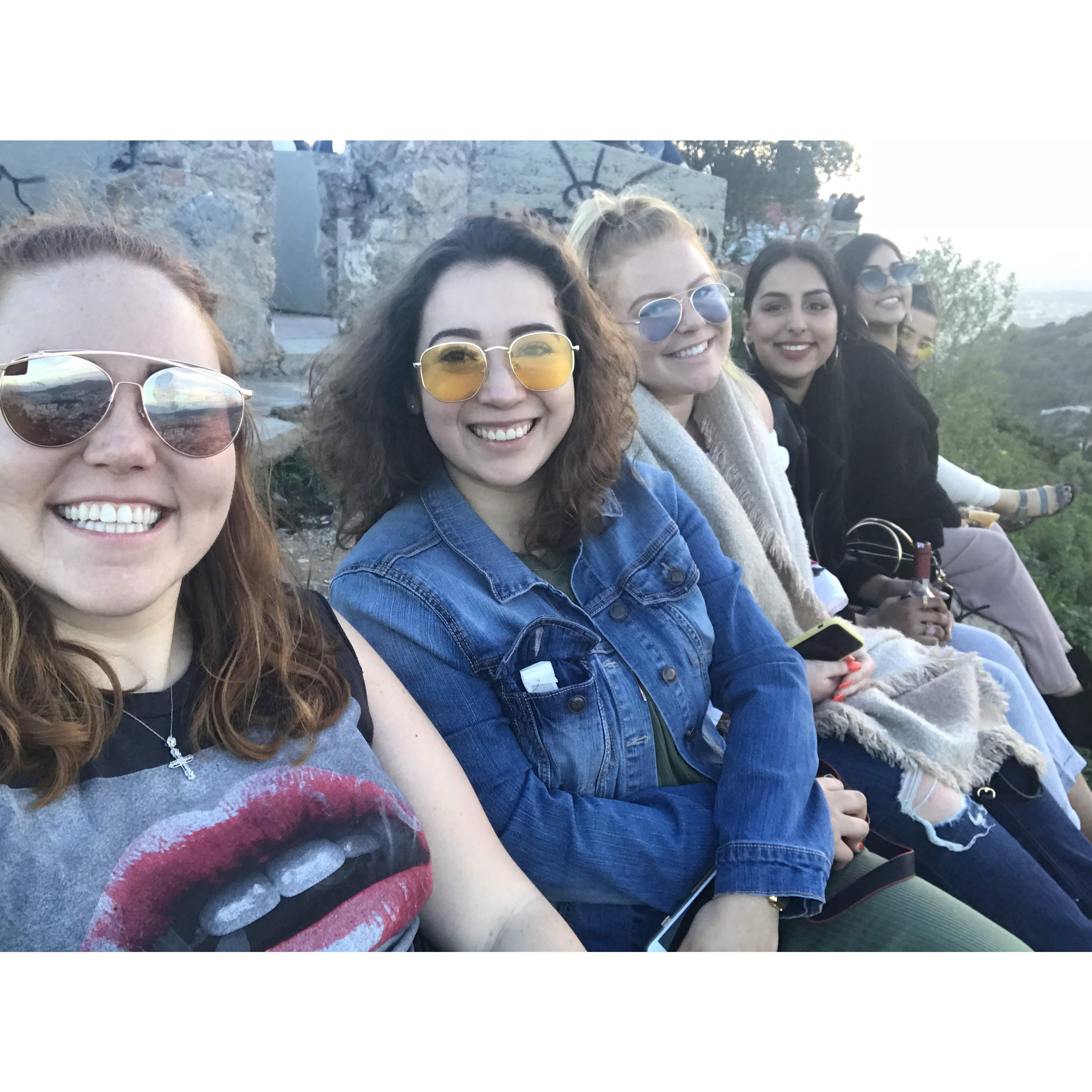 March 2018: Enjoying some wine, manchego cheese, and baguettes after a hike up a mountain in Barcelona, Spain.
Alexa, Shirley, Taylor, Sook & Remath