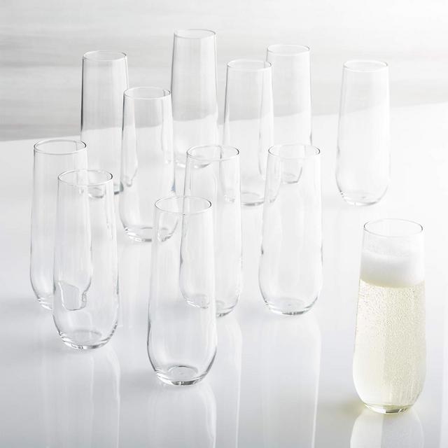 Aspen Stemless Flute Glasses 9 oz., Set of 12