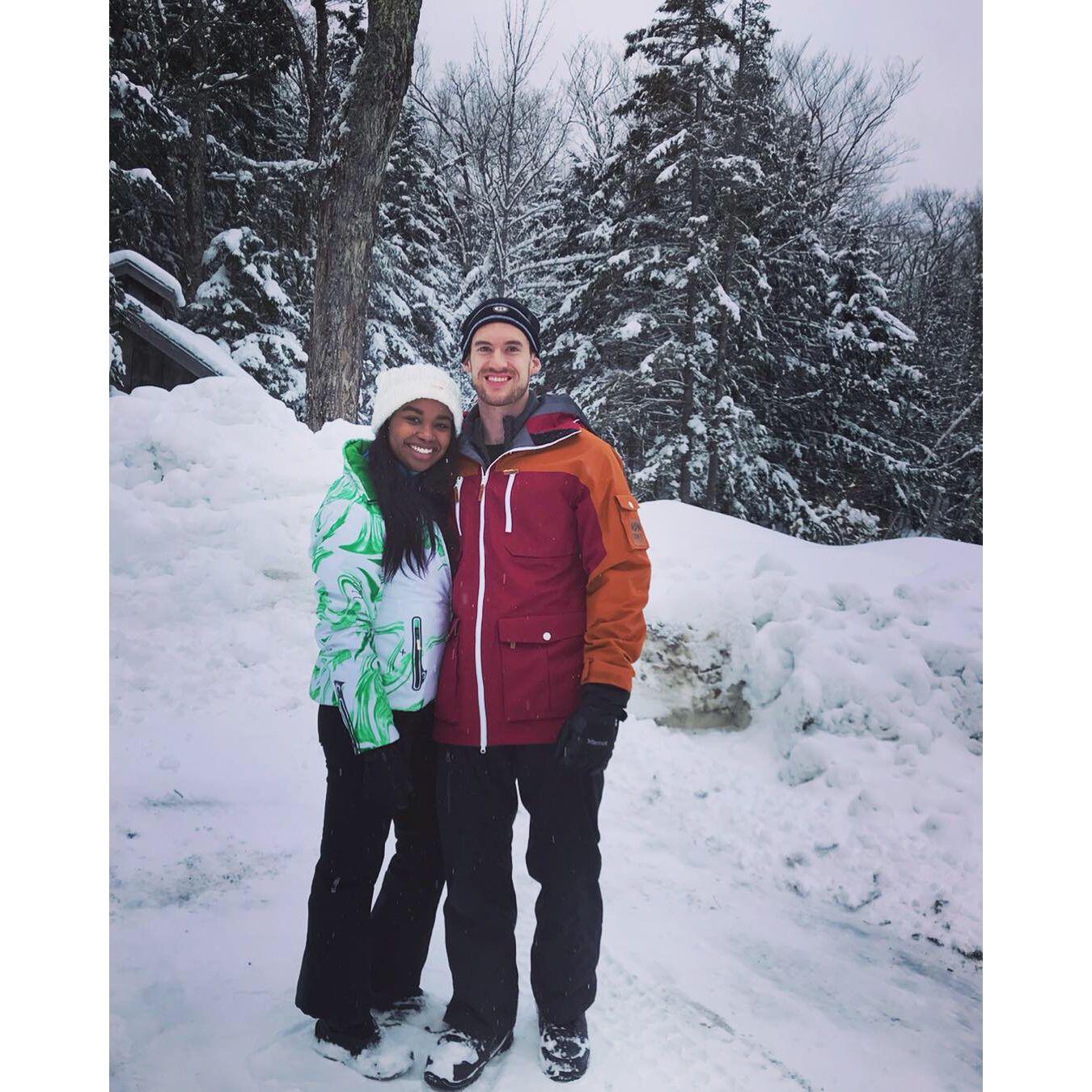 First snowboard trip together- Brittany's first time snowboarding