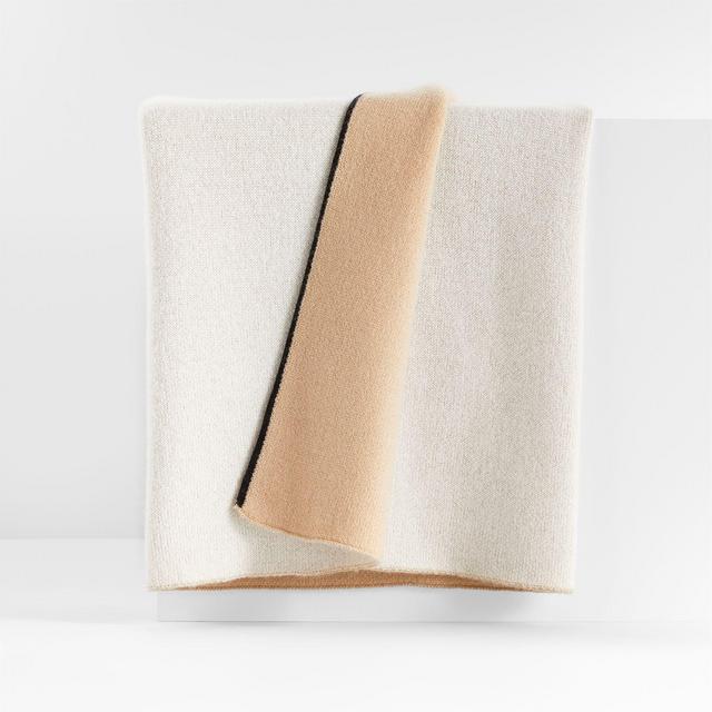 Bardot Warm Natural Recycled Cashmere Throw Blanket 70"x55"