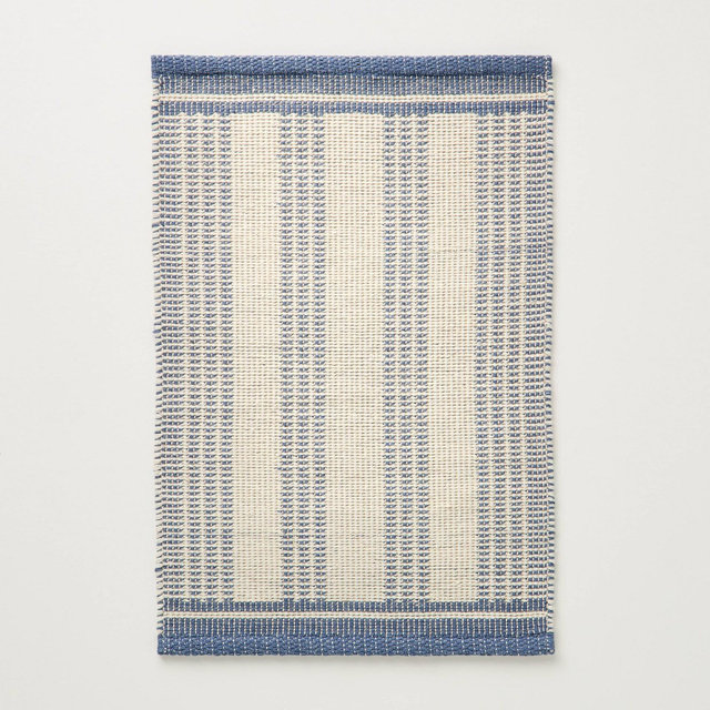 2'x3' Vertical Stripes Wool-Cotton Blend Accent Rug Blue/Cream - Hearth & Hand™ with Magnolia