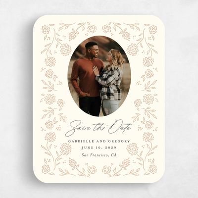 Beige Rounded Wedding Save the Date - Clarian Photo