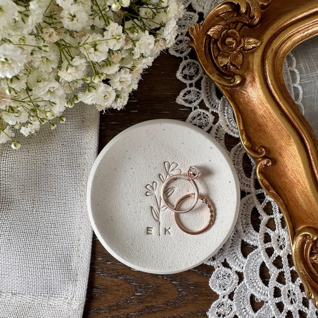 Personalized Couple Botanical Jewelry Dish | Ring Dish | Wedding Gift | Engagement Gift |Wedding Photography |