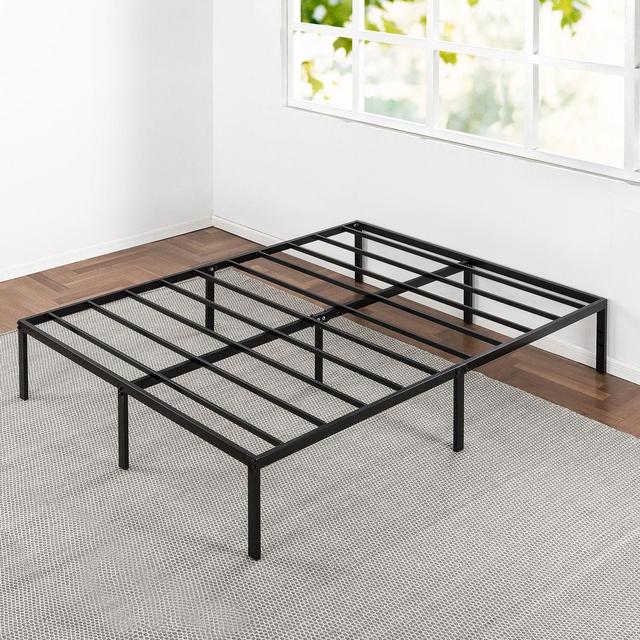 Mellow 14" Metal Platform Bed Frame, Heavy Duty Steel Slats, Black, Queen