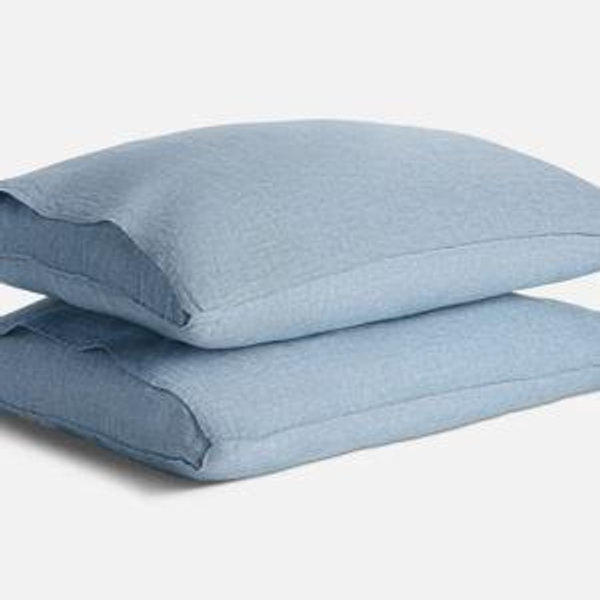 Washed European Linen Pillowcase Set | Storm Chambray | Standard