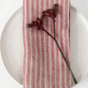 Red Natural Stripes Linen Napkins Set of 2