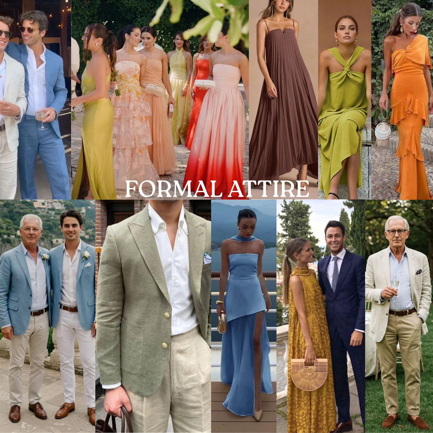 Formal Attire Inspiration - Pizza Party and Last Night Dinner will have this dress code