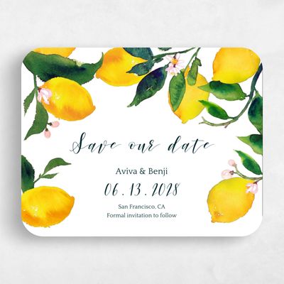 White Rounded Wedding Save the Date - Folly Landscape