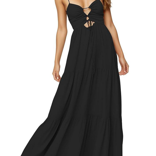 Womens Summer Floral Spaghetti Strap Backless Low Cut Smocked Milkmaid Flowy Beach Sundresses