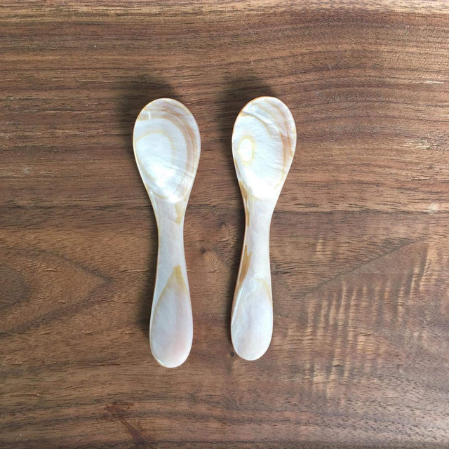 Set 2 Pink MOP caviar spoons Mother of pearl caviar spoons egg spoons