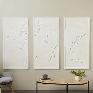 3-Piece World Map 3D Wall Decor Set