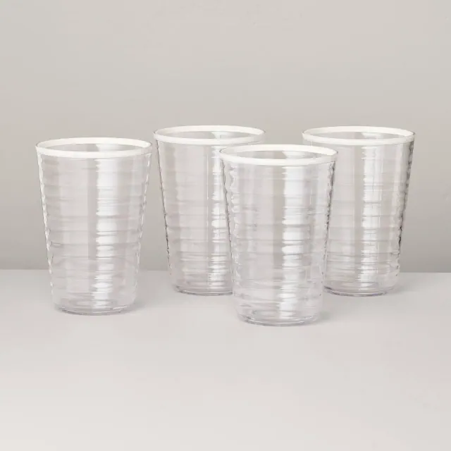 4pk 22 fl oz Tritan Plastic Tall Glasses Sour Cream - Hearth & Hand™ with Magnolia