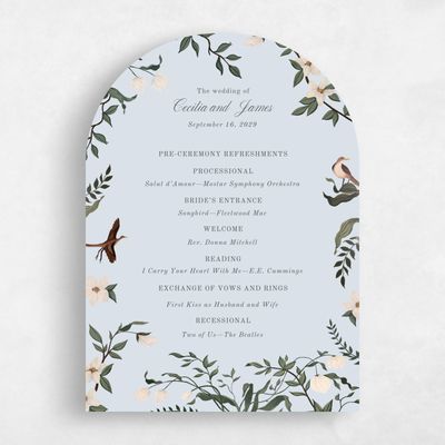 Blue Arch Wedding Program - Oiseau