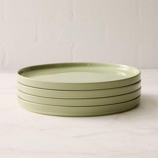 Straight-Sided Stoneware Dinner Plate, Pistachio, Set of 4